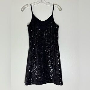 STATE Black Sequin Embellished Mini Dress